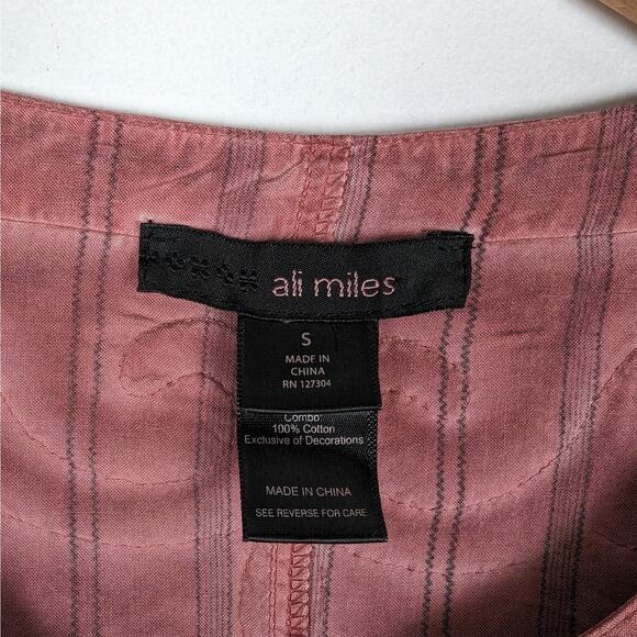 Ali Miles Rose Pink Embroidered Floral Washed Out‎ Tunic Top Size Small - Picture 7 of 10